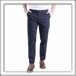 Elk Head Japanese Twill Tab Front Chino Pants Navy Career Stretch Size 34x32